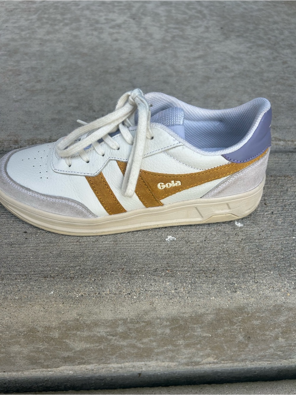 Gola Women's White Trainer with Mustard and Lavender Accents